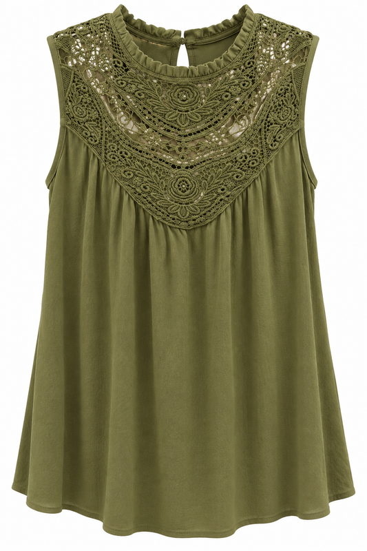 Boho Olive Sleeveless Top (LG)
