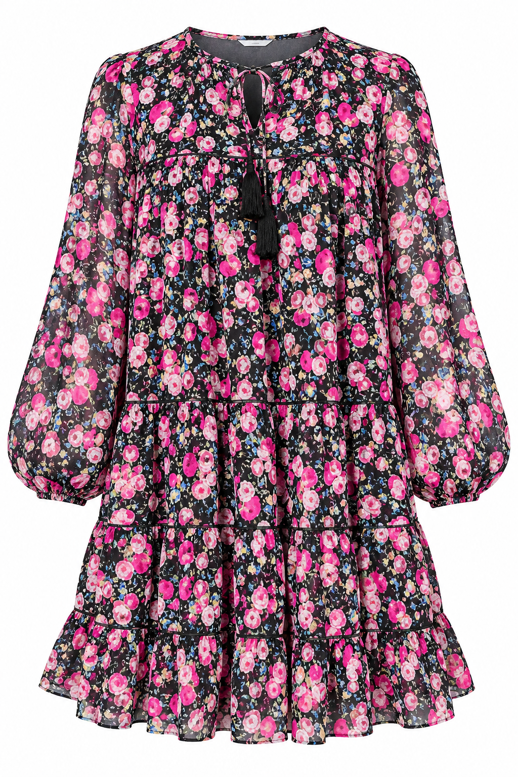 Black Floral Babydoll Dress