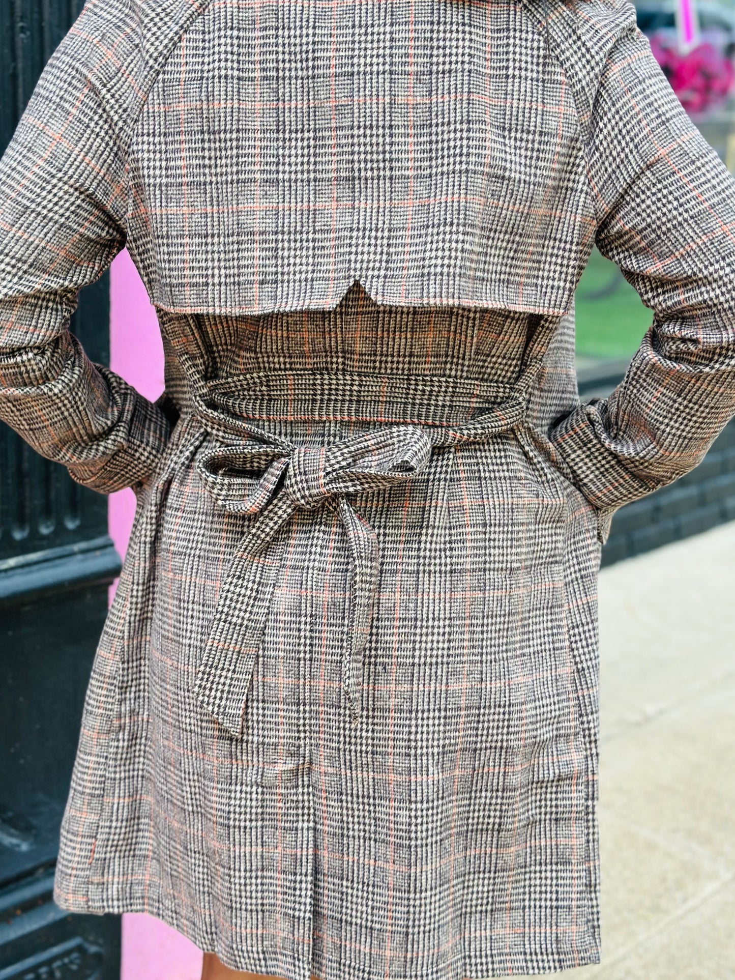 Plaid Wrap Coat Trench