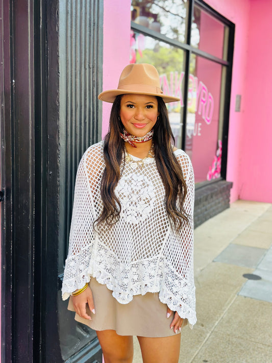 White Knit Poncho