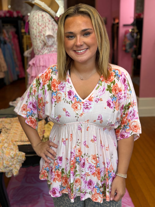 Coral Floral Top (LG)