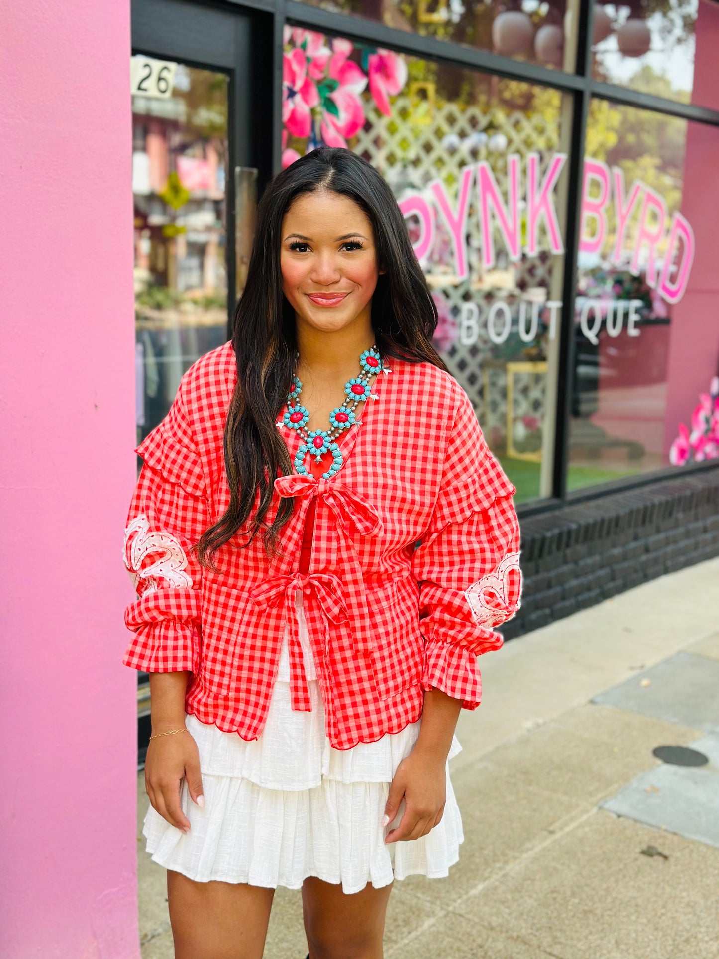 Tomato Gingham Cardi