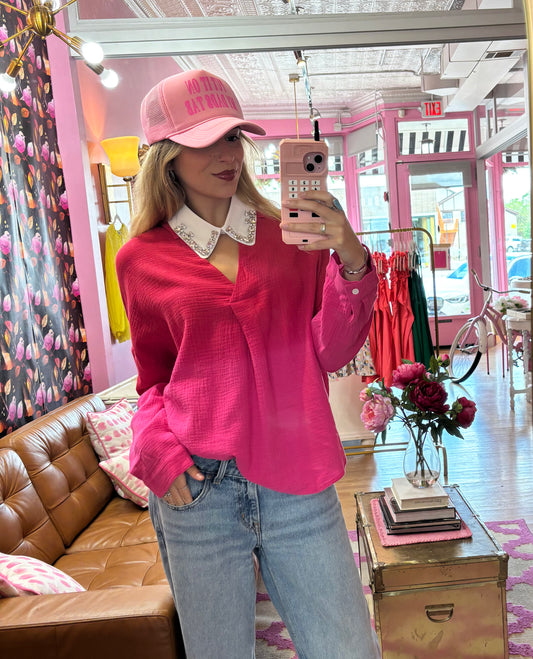 Cherry Linen Top (LG)