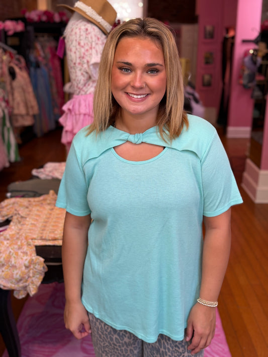 Teal Front Bow Top (LG)