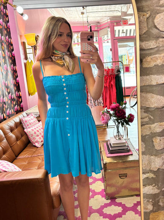 Bahama Blue Button Up Dress (LG)
