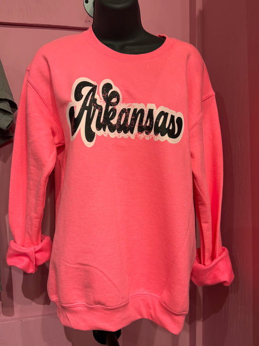 Neon Pink Arkansas Sweatshirt