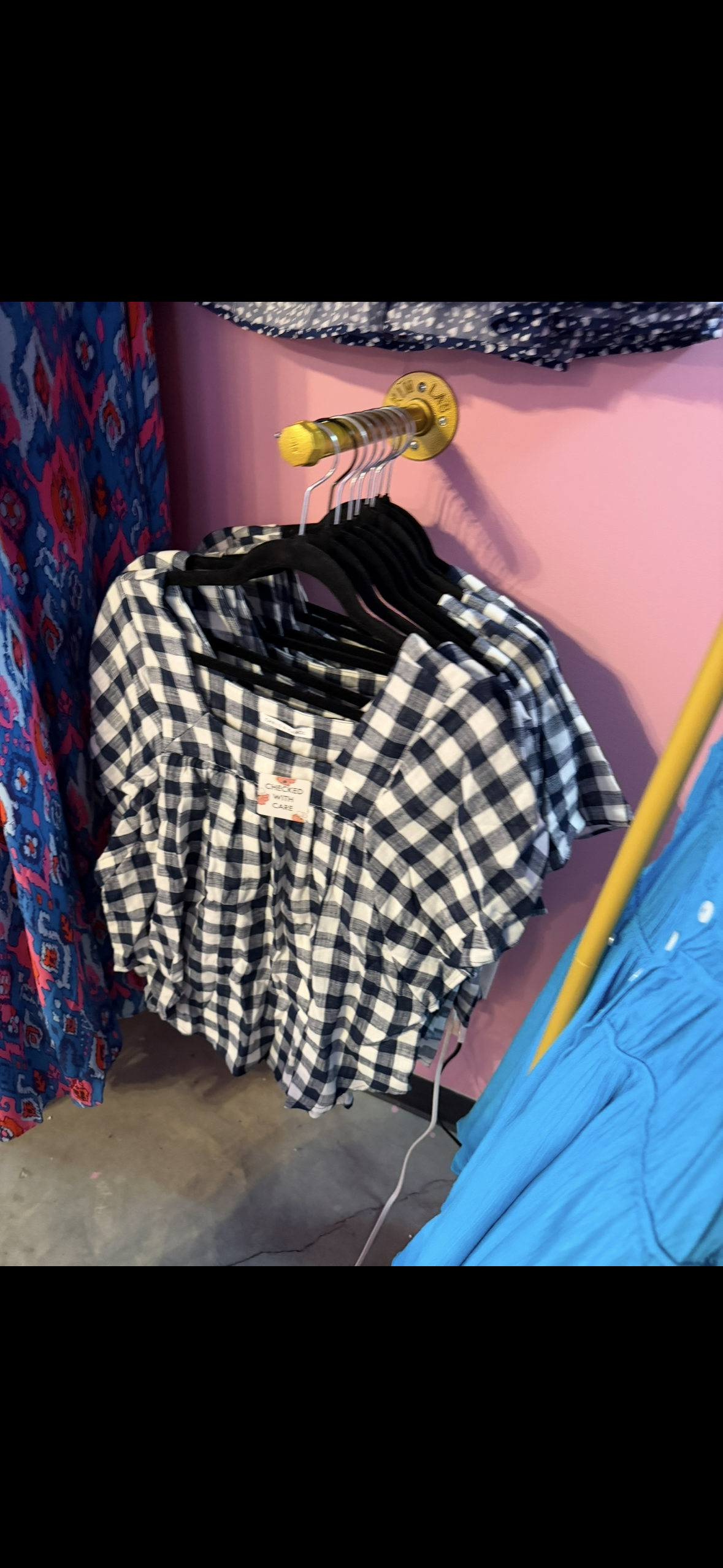 Navy Checkered Top (LG)