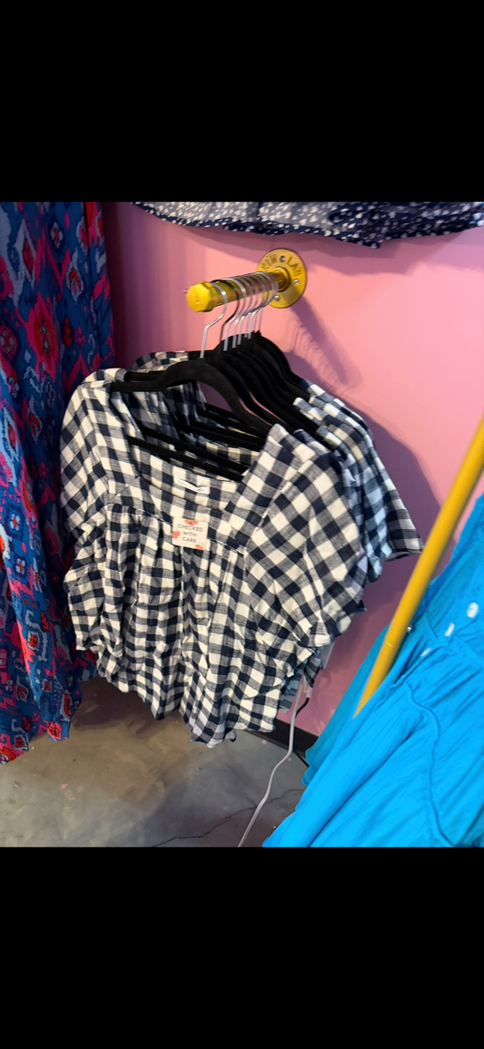 Navy Checkered Top (LG)