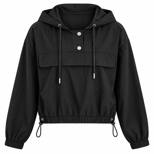 Black Hooded Wind Breaker