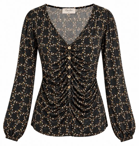 Blake Fall Floral Long Sleep Button Top LG