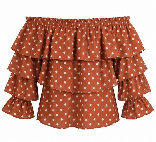 Brown Poka Dot Top