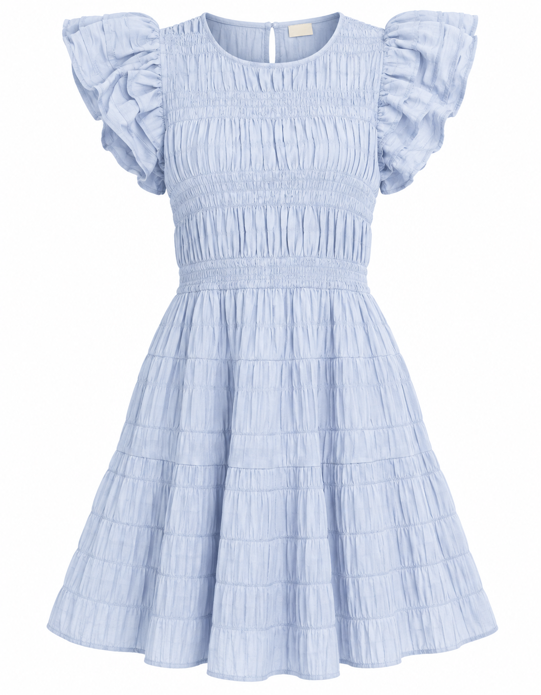 Blue Ruffle Smock Dress