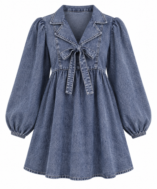 Bow Denim Mini Dress