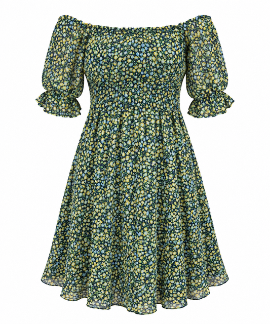 Dark Navy + Yellow Flower Dress (LG)