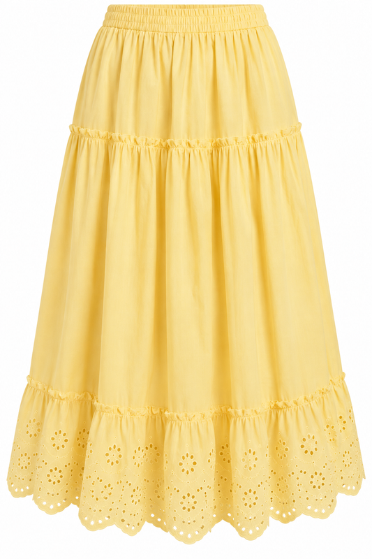 Yellow Eyelet Skirt