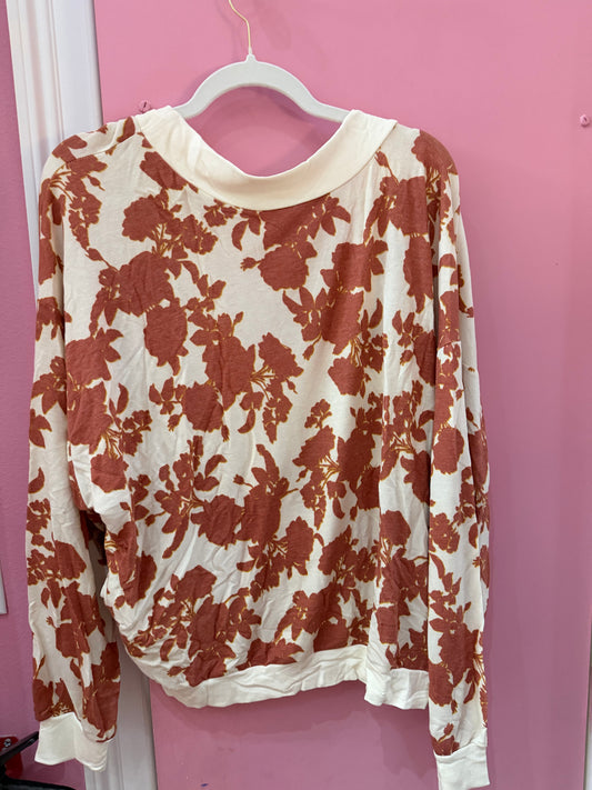 Rust Floral Cross Back Sweater LG