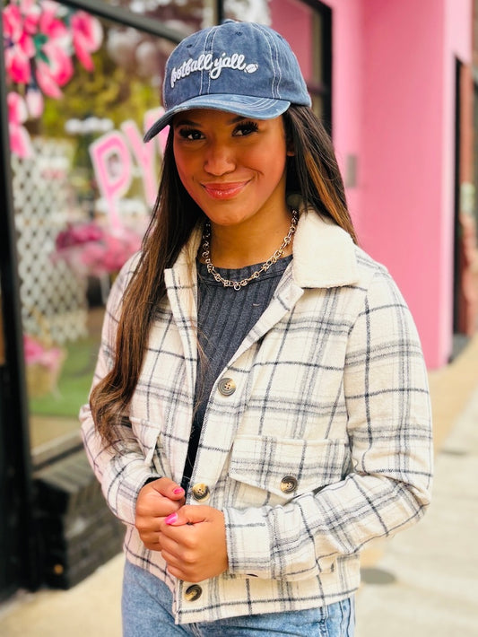 Cream Plaid Shack Jacket