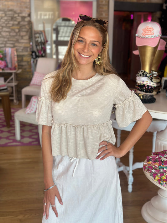 Sand Ruffle Babydoll Top