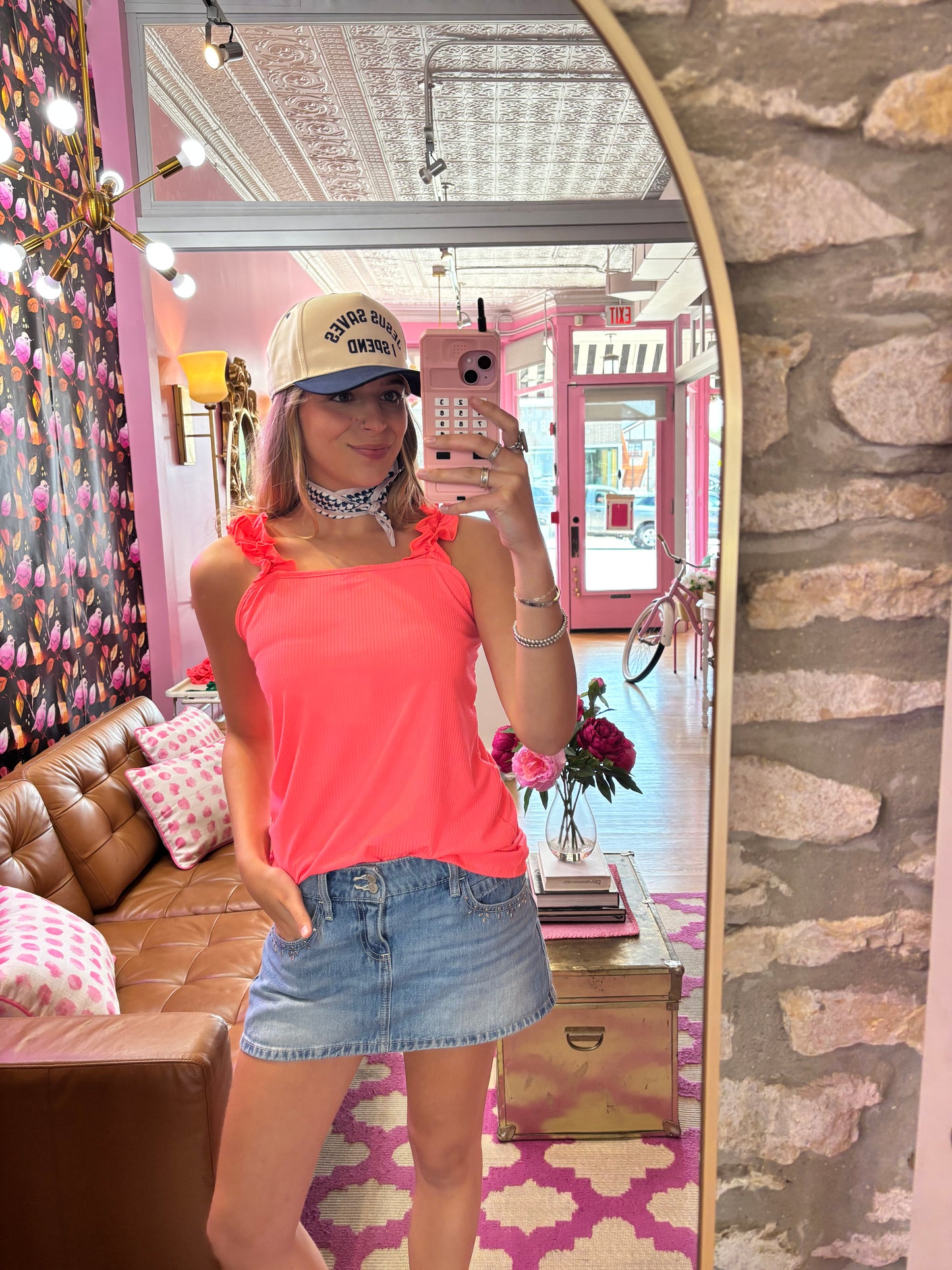 Coral Ruffle Tank (LG)