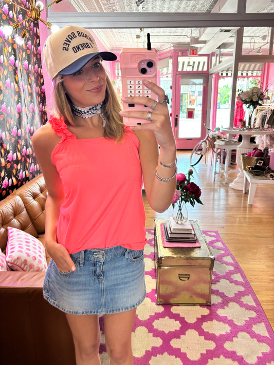 Coral Ruffle Tank (LG)