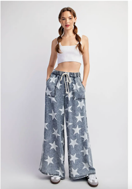 Star Denim Wide Leg Pants