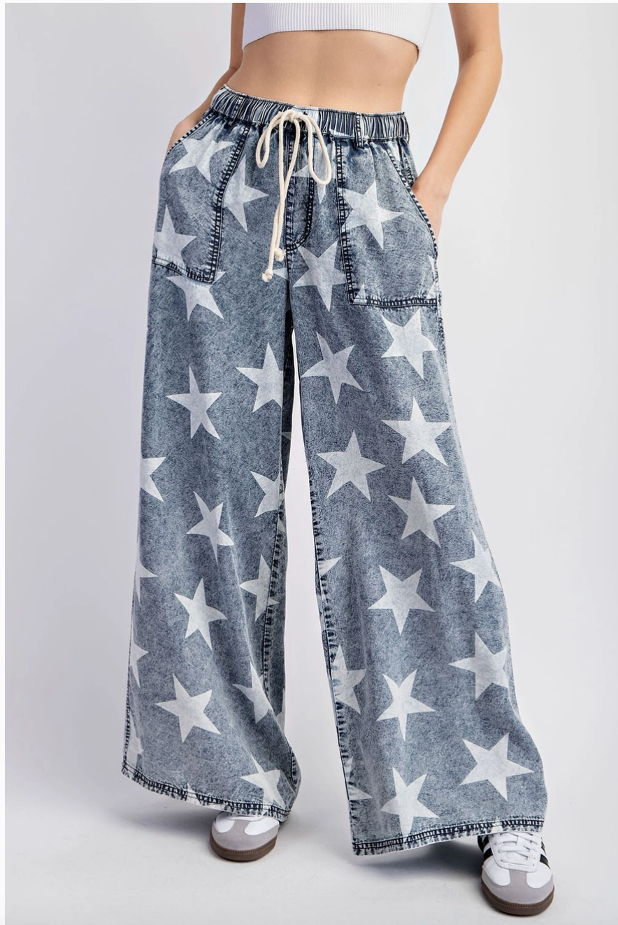 Star Denim Wide Leg Pants