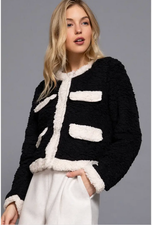 Black Faux Fur Cardi Jacket