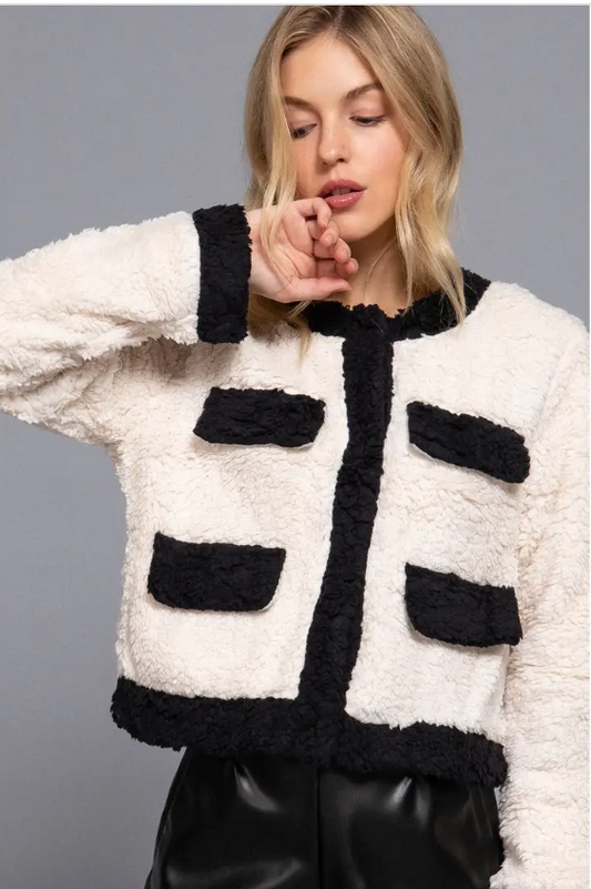 Cream Faux Fur Cardi Jacket