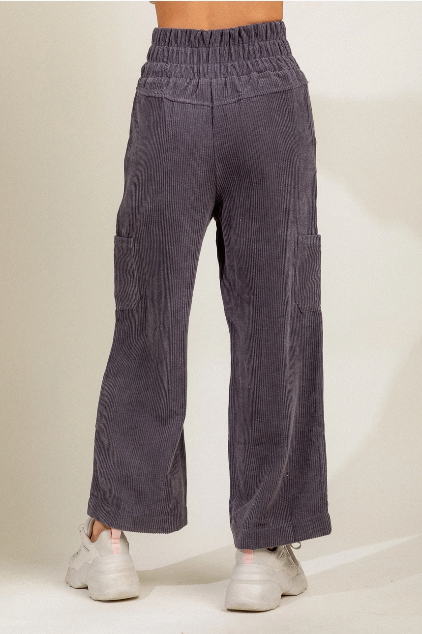 Denim Corduroy Wide Leg Pants