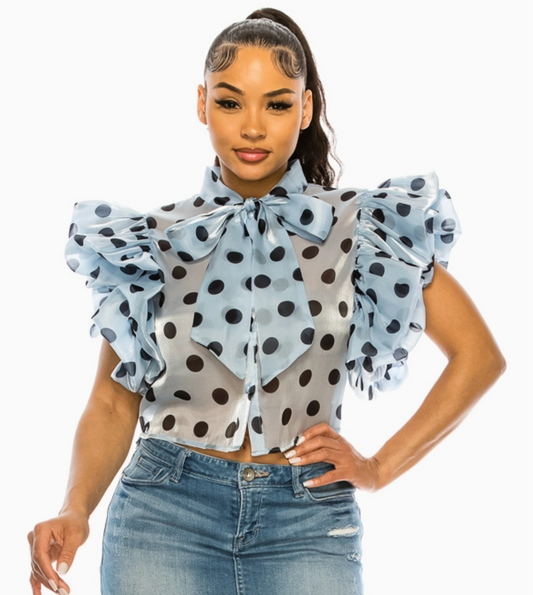 Blue Polka Dots Blouse