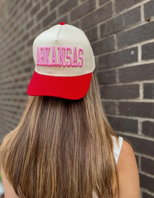 Arkansas Pink Vintage Trucker Hat