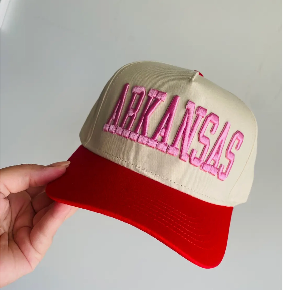 Arkansas Pink Vintage Trucker Hat