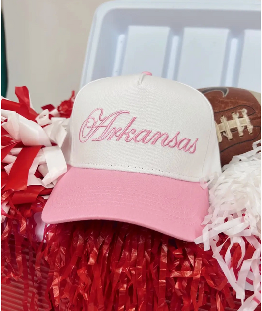 Arkansas Pink Embroidered Hat