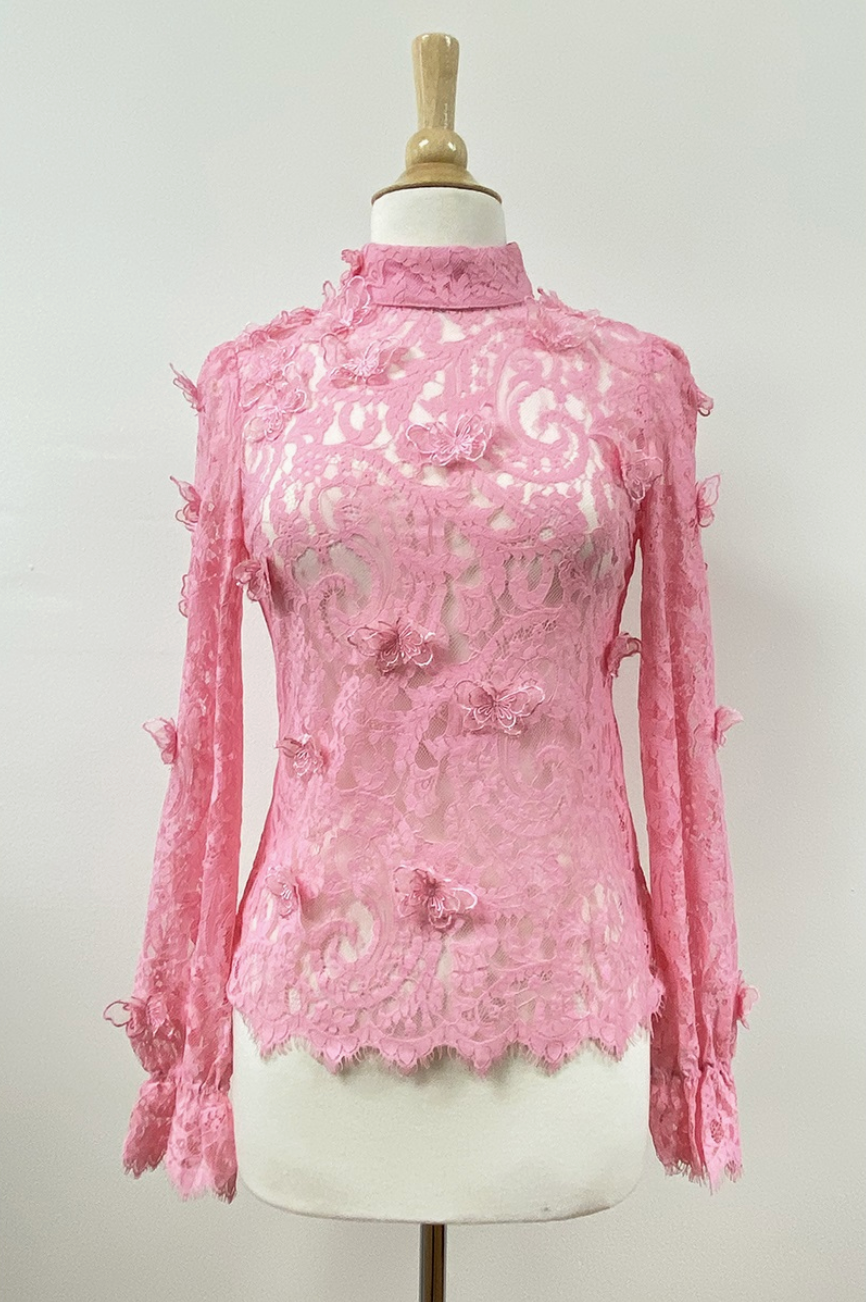 Pink Lace Butterfly Top