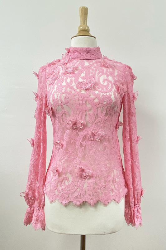 Pink Lace Butterfly Top