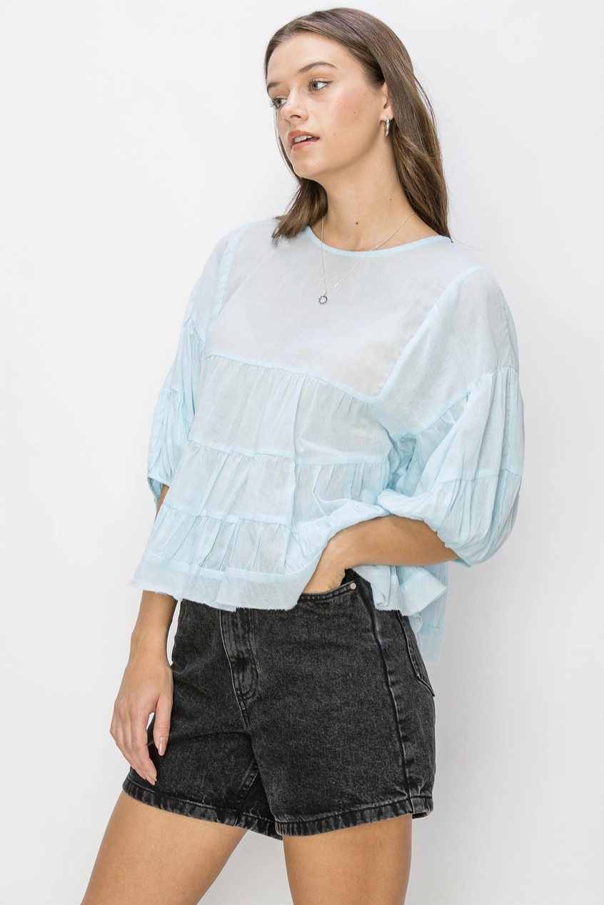 Blue Babydoll Blouse