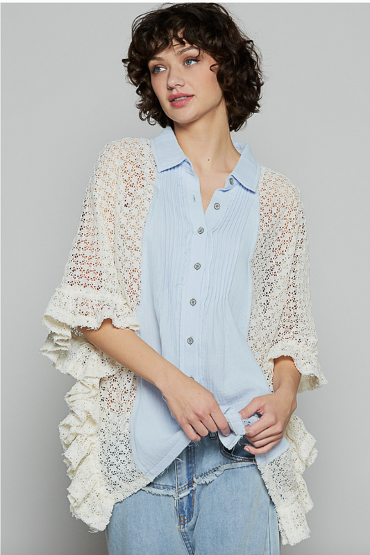 Pale Blue Oversize Crochet Top