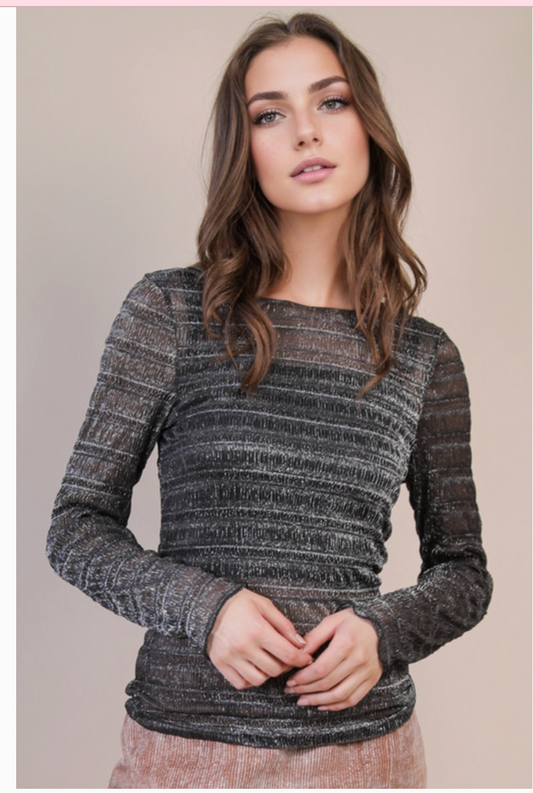 Black Sheer Shimmer Top