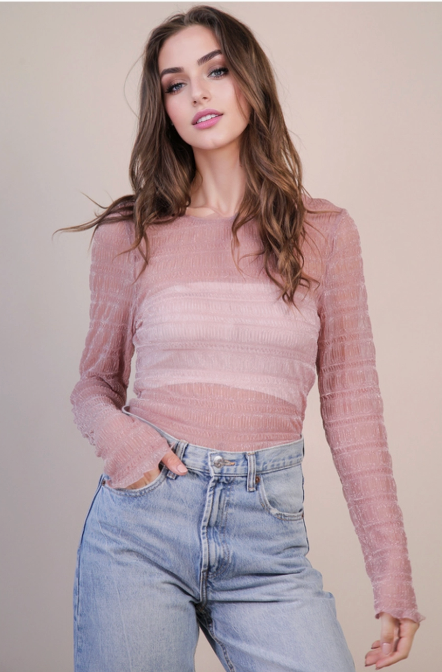 Mauve Sheer Shimmer Top