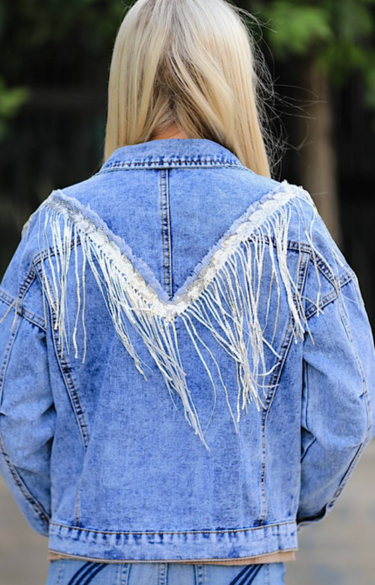 Denim Fringe Jacket