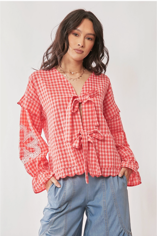 Tomato Gingham Cardi