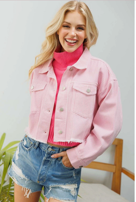 Checkered Cropped Jacket