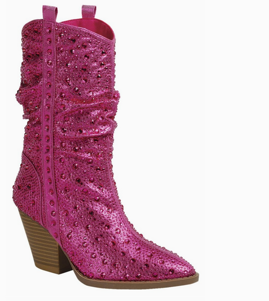 Pink Rhinestone Boots