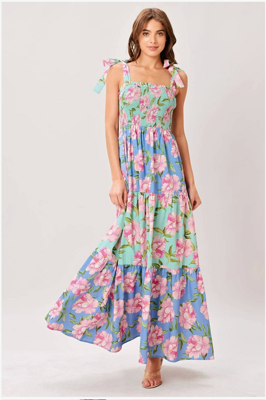 Painted Floral Maxi Dress