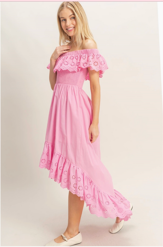 Pink Off Shoulder Dress