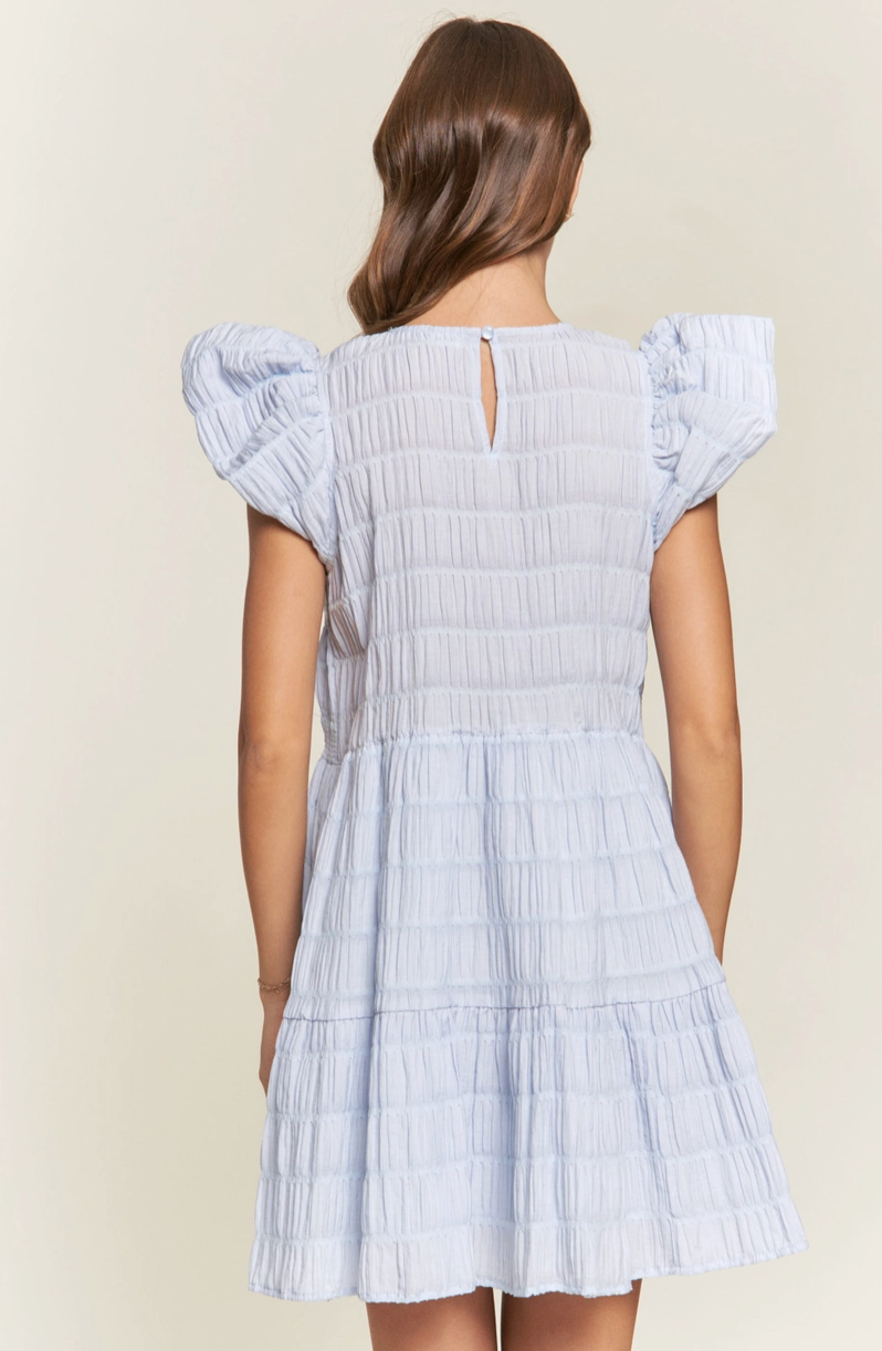 Blue Ruffle Smock Dress