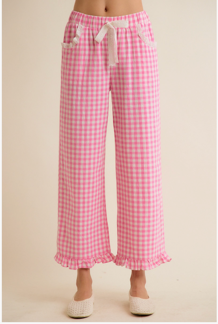 Pink Gingham Pants