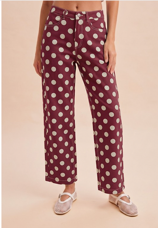 Maroon Polka Dot Pants
