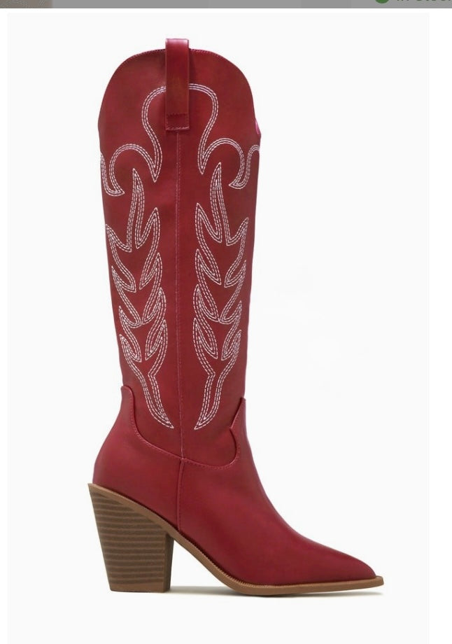 Red Tall Cowgirl Boots