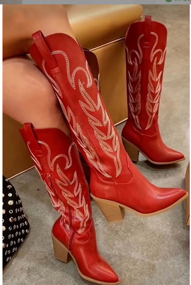 Red Tall Cowgirl Boots